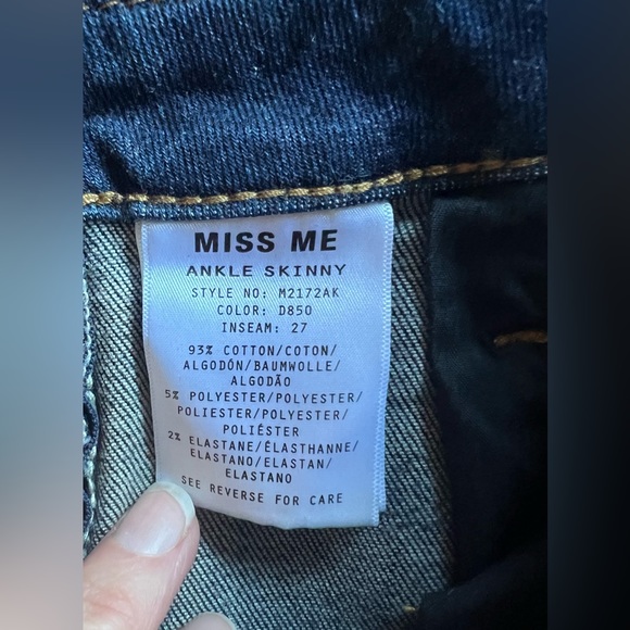 MISS ME Velvet Side Stripe Ankle Skinny Denim Jeans Sz 28 Stretch MSRP $99 Beads - Picture 13 of 14